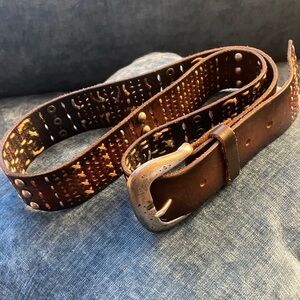 BKE Brown Studded Genuine Leather Belt Sz L